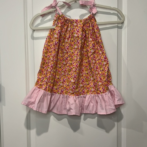 HANDMADE TODDLER PINK AND ORANGE FLORAL PILLOWCASE SUMMER DRESS - Picture 1 of 5